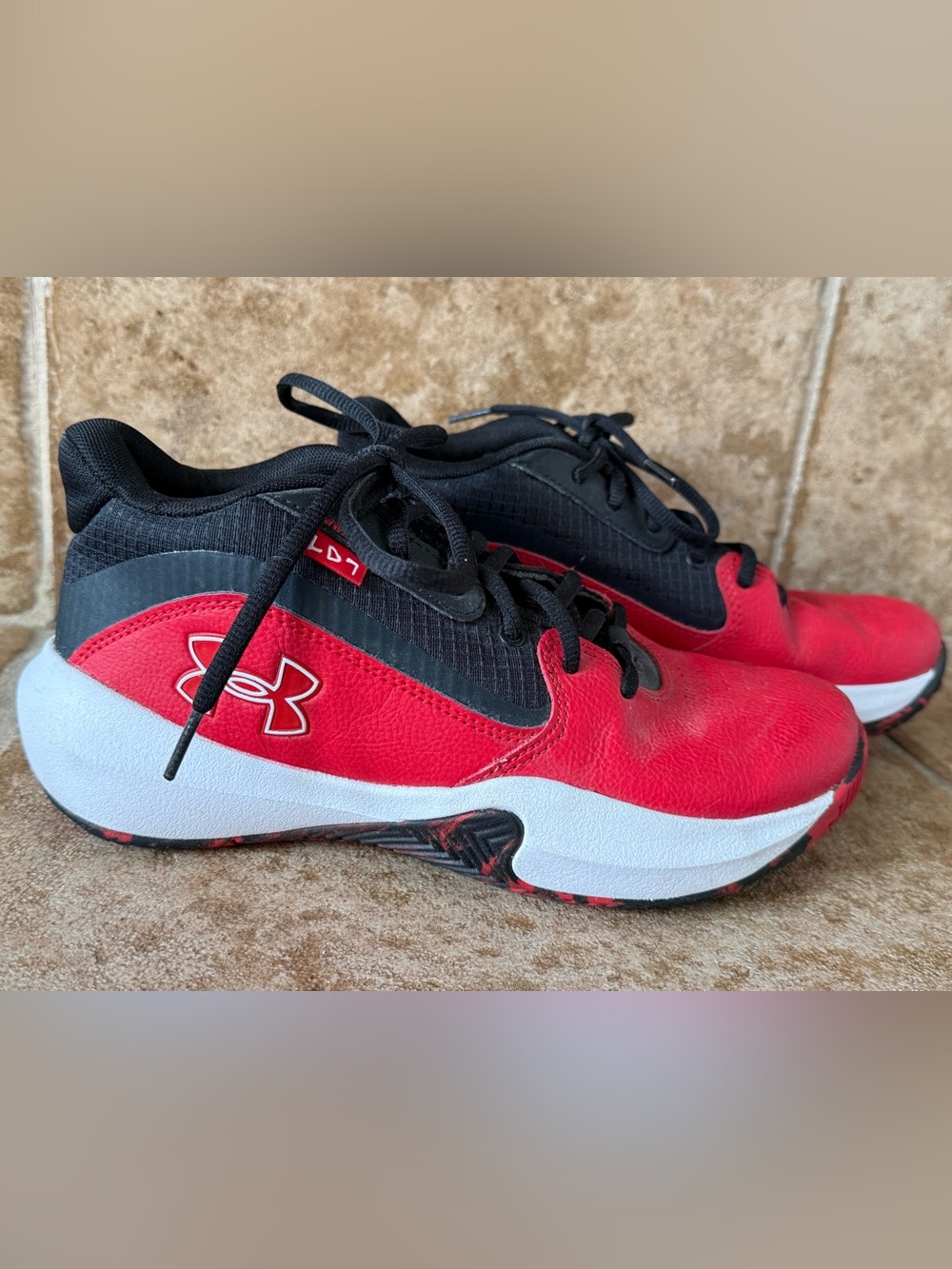 Under Armour Kids Red and Black basketball shoes